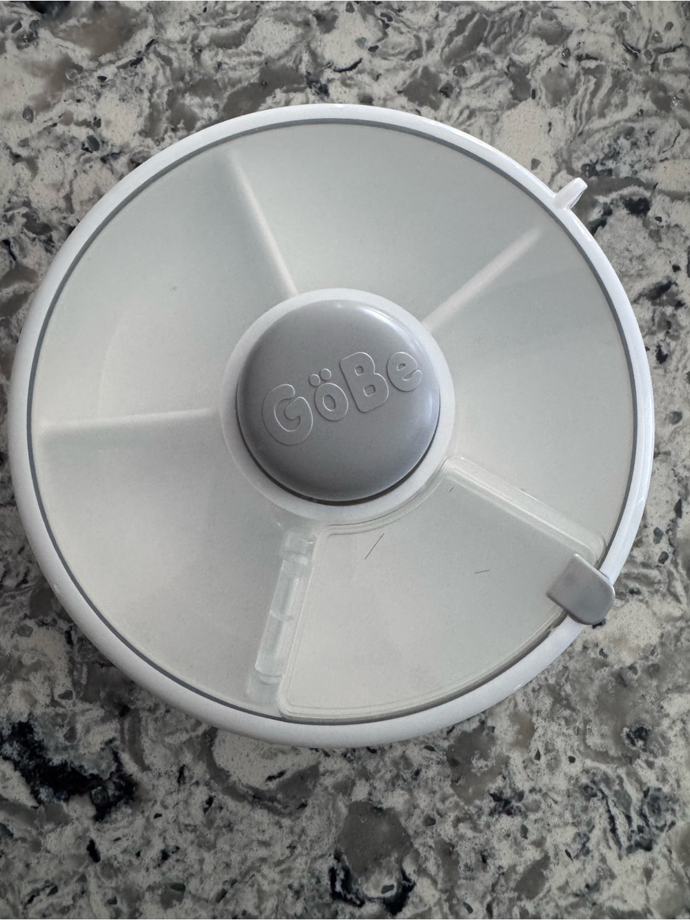 Portable White Pill Organizer with Rotating Compartment